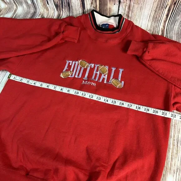 Vintage 90s Sz Large Embroidered FOOTBALL MOM Grandma Sweatshirt Top Made in USA - Picture 6 of 14